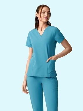 Mandala Women's 6-Pocket V-Neck Scrub Top - Wave